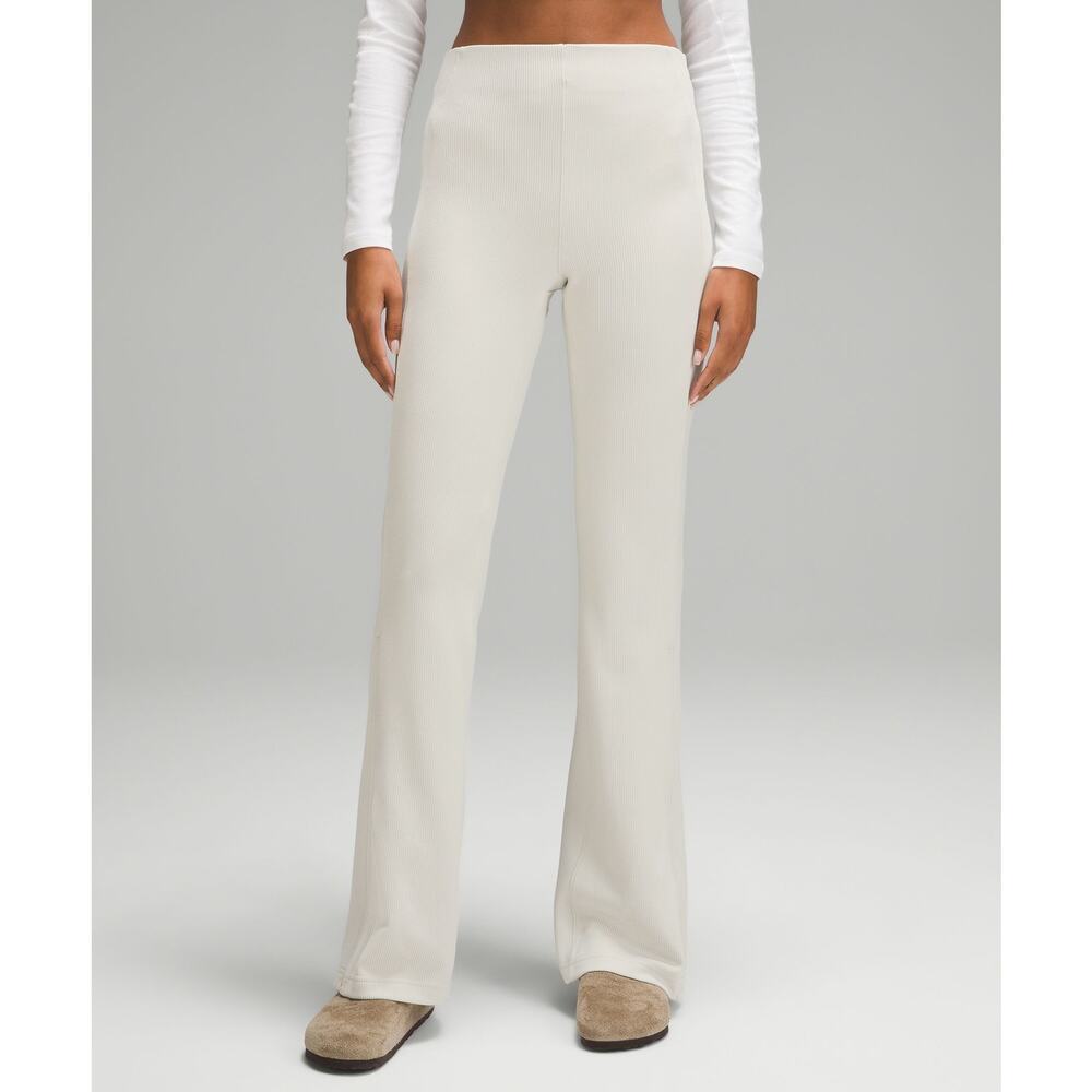 Lululemon Brushed White Softstreme Ribbed Zip Flared Pant Size 2
